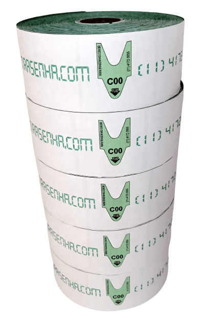 Rolo de Senha Alfanumérica 2 Dígitos (C00 a C99) – Verde – 2000 Senhas
