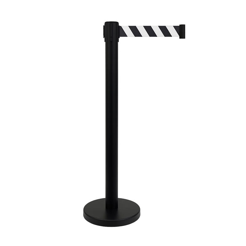 Pedestal Retrátil Preto com Fita Zebrada de 3 Metros – Ideal para Sinalização e Delimitação PACK C/ 20