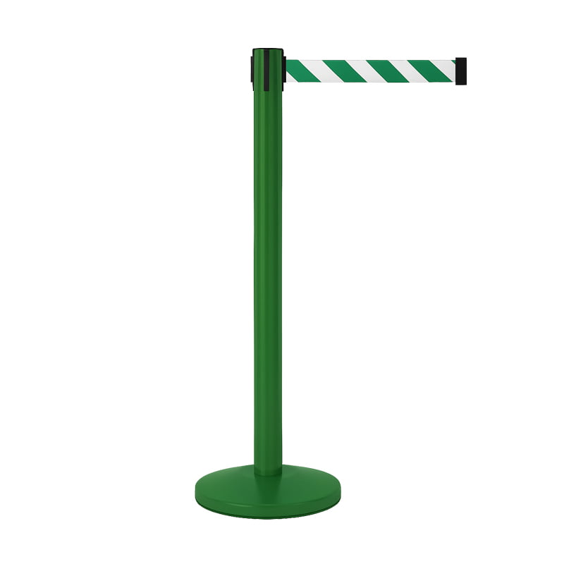 Pedestal Retrátil Verde com Fita Zebrada de 3 Metros – Ideal para Sinalização e Delimitação PACK C/ 20