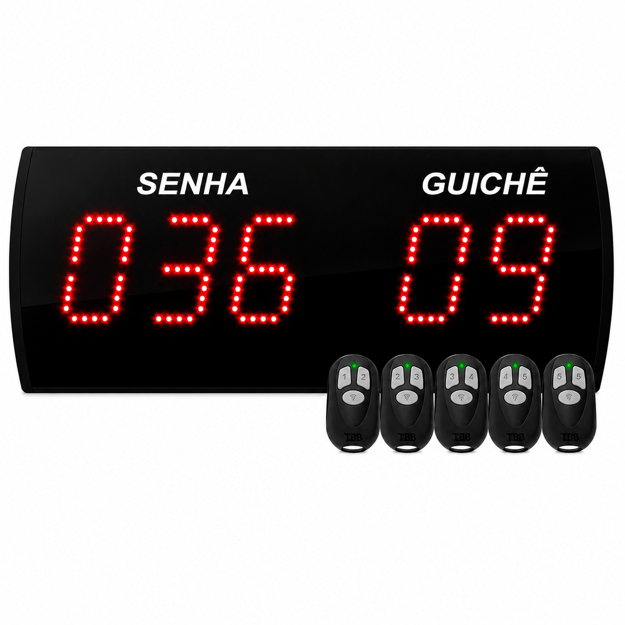 Kit Painel de Senha e Guichê Digital Controle Sem Fio, Atendimento Sequencial por Ordem de Chegada