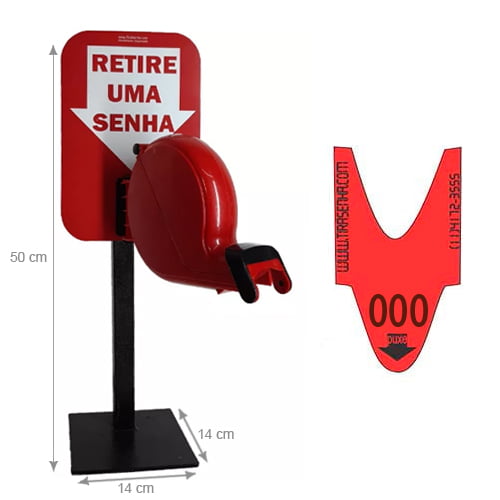 Kit de Acessórios Pedestal + Placa RETIRE SUA SENHA Vermelha