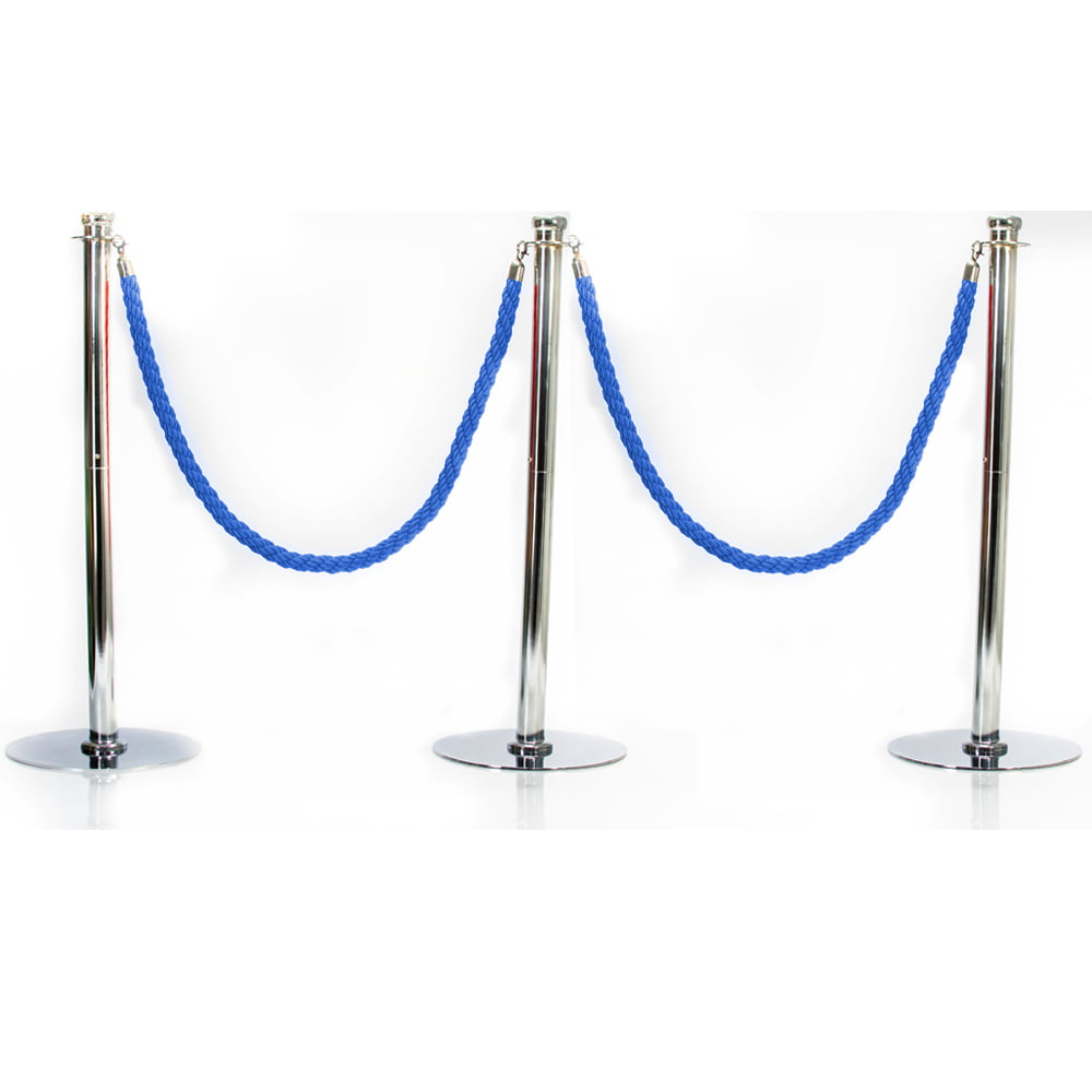  LOCAÇÂO - Pedestal Organizador, Demarcador, Divisor modelo TS Corda TOP Cromado com Corda Azul 1,50 m