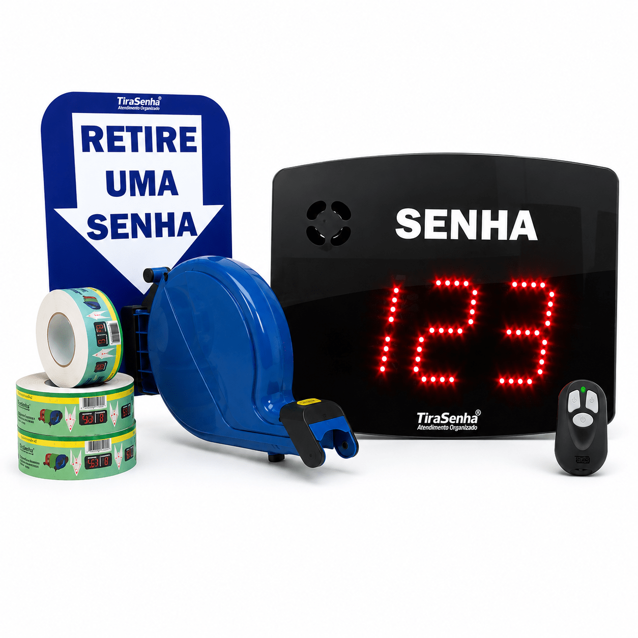 Painel Eletrônico De Atendimento Sequencial Senha 24X18 Cm Controle Sem Fio + Kit TiraSenha de Parede