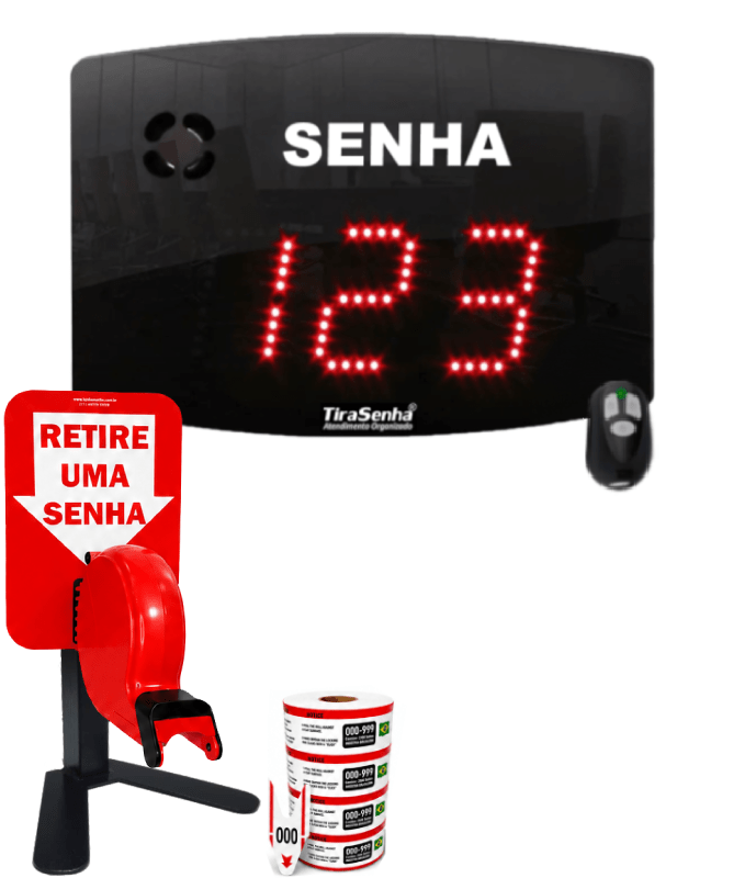 Painel Eletrônico De Atendimento Sequencial Senha 24X18 Cm Controle Sem Fio + Kit TiraSenha de Balcão