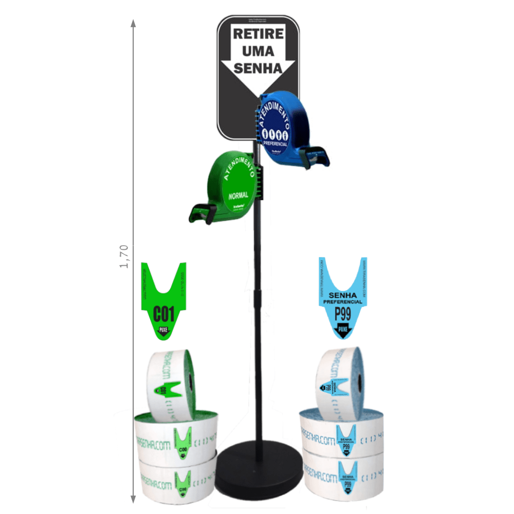 Kit TiraSenha de Chão para Atendimento Preferencial e Comum