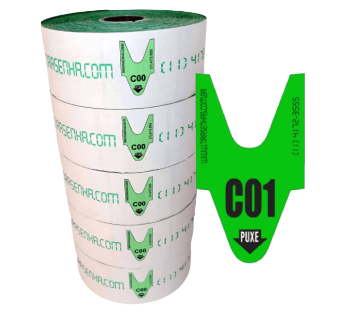 Senha Numerada ALFA NUMERICA 2 dígitos de C00 a C99 com 2000 senhas Cor: VERDE