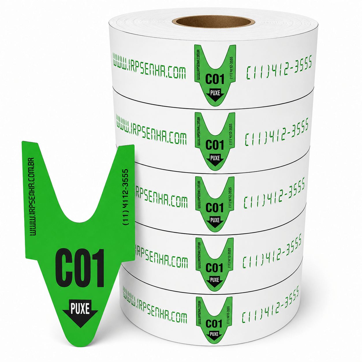 Senha Numerada ALFA NUMERICA 2 dígitos de C00 a C99 com 2000 senhas Cor: VERDE