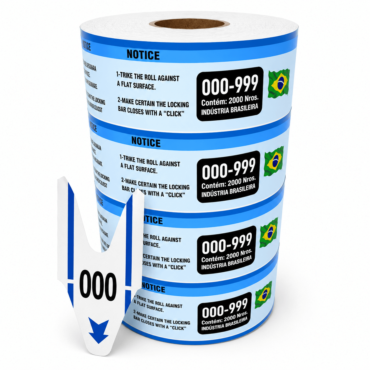 Senha Numerada 3 Dígitos 2 Séries de 000 a 999 c/ 2000 Senhas Cor AZUL