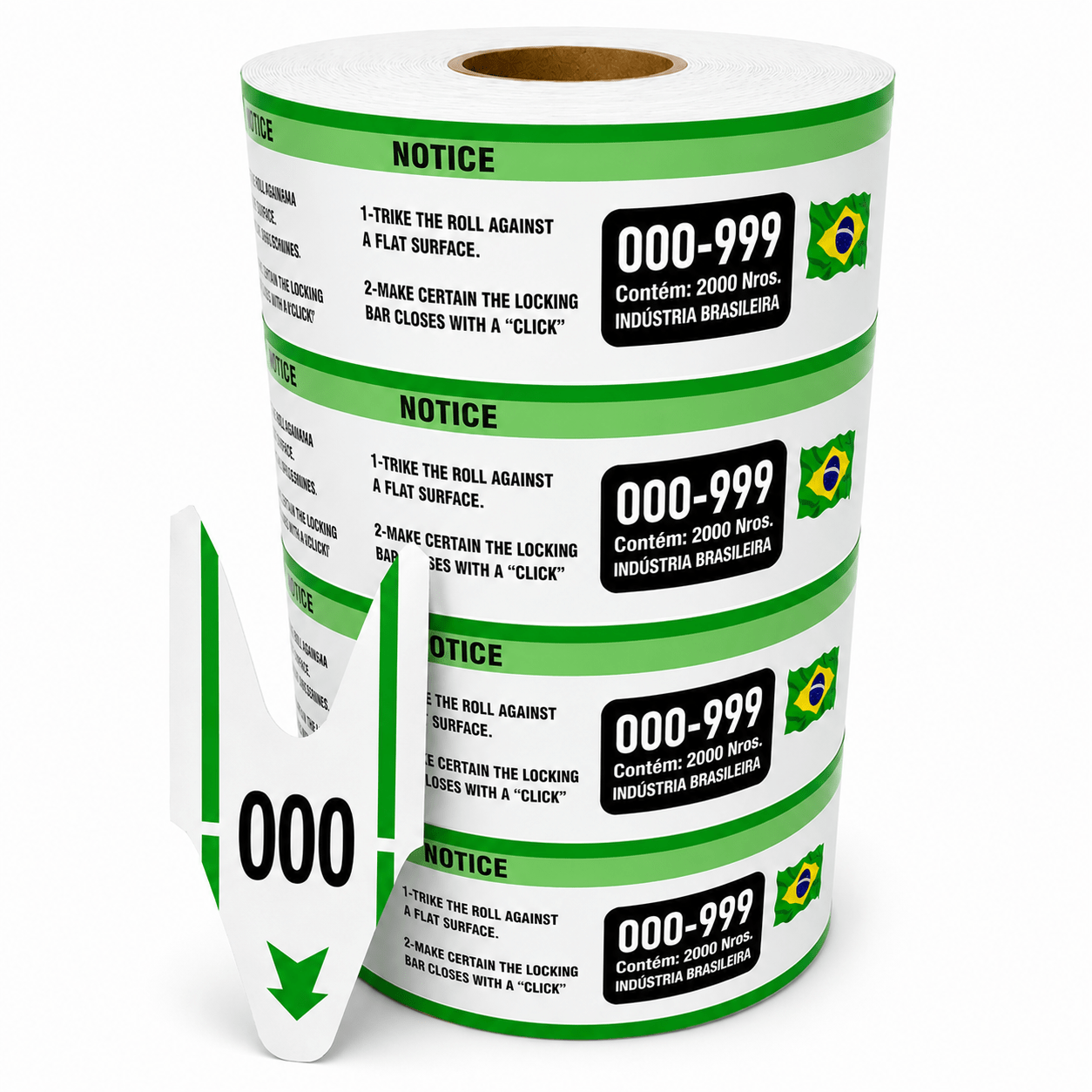 Senha Numerada 3 Dígitos 2 Séries de 000 a 999 c/ 2000 Senhas Cor VERDE