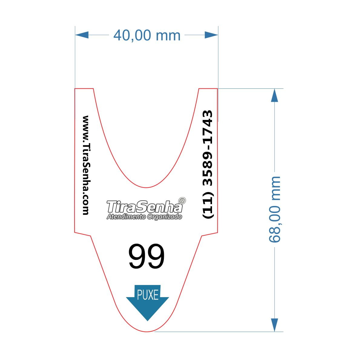 Rolo / Bobina de Senha Personalizada 2 Dígitos (00 a 99) – 2000 Senhas – Cor Amarela – Caixa com 100 Rolos