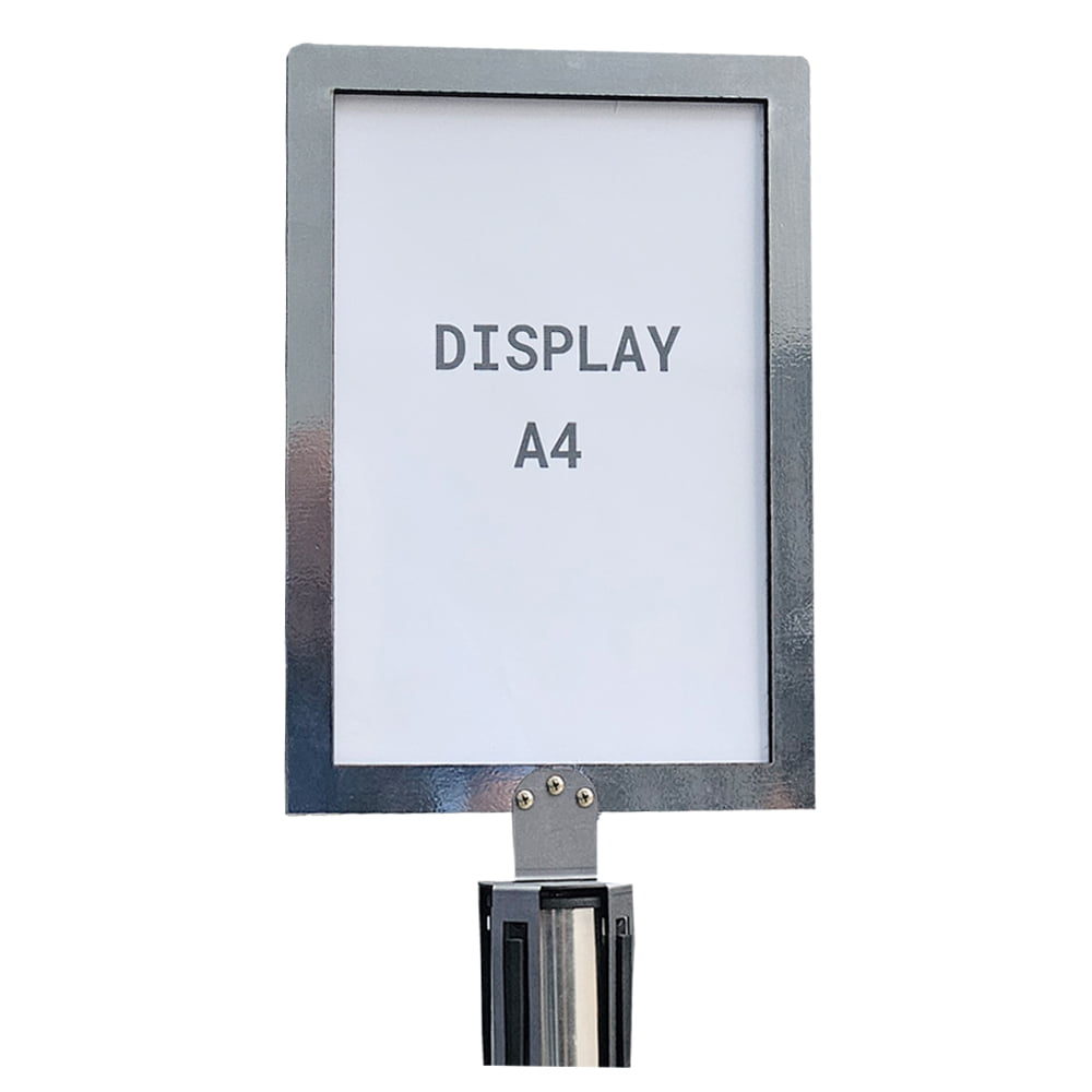 DISPLAY A4 RETRATO AÇO INOX 2,5" P/ PEDESTAL ORGANIZADOR, DIVISOR E DEMARCADOR TS FILA RETRÁTIL