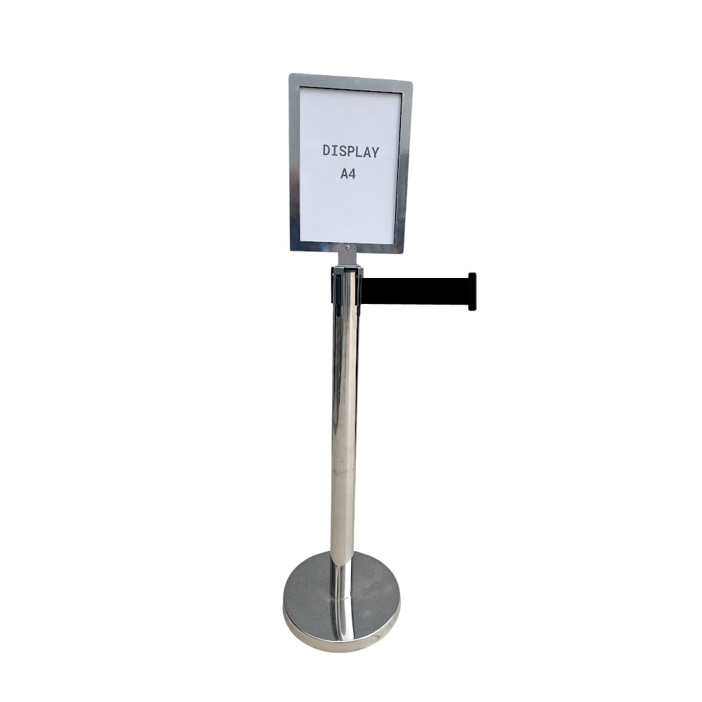 KIT Display A4 MDF + Pedestal Organizador TS-Fila Inox com Fita Retrátil de 3 Metros