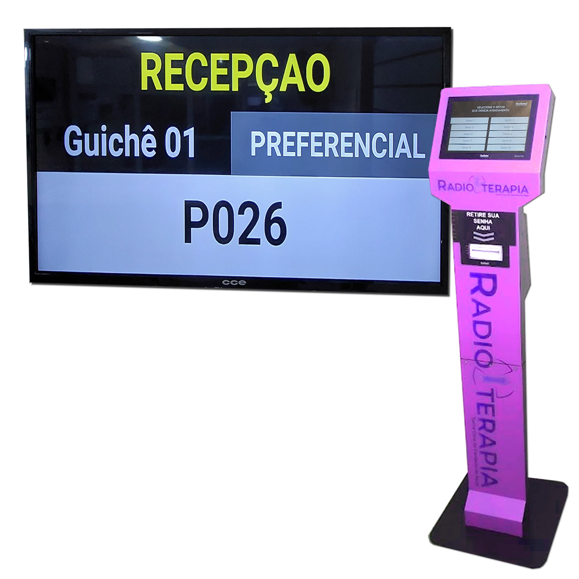 Terminal de Auto Atendimento Emissor de senhas Totem TS-Touch PRO c/ Visor 10" e Impressora Térmica de Senhas