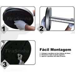 Pedestal Fita Retrátil 3 Metros Zebrada Preta e Amarela TS Fila em Aço Inox com Pintura Eletrostática Preta