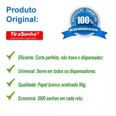 Rolo de Senha Numerada 3 Dígitos (000 a 999) – 2000 Senhas