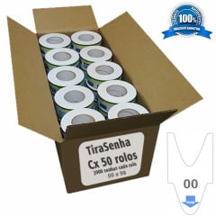Rolo de Senha Numerada Azul – 2 Dígitos (00 a 99) – Caixa com 50 Rolos (2000 Senhas cada)