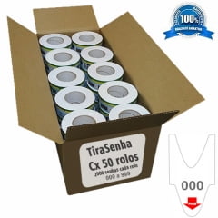 Rolo de Senha Numerada Vermelha – 3 Dígitos (000 a 999) – Caixa com 50 Rolos (2000 Senhas cada)