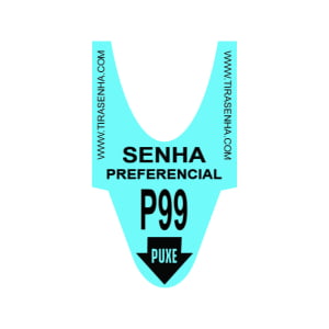 Rolo de Senha Preferencial Azul – Numeração P00 a P99 – 2000 Senhas