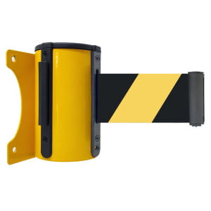 Barreira de Parede Aço Yellow c/ Fita Retrátil 3 metros, Preta / Amarela + Terminal de Parede
