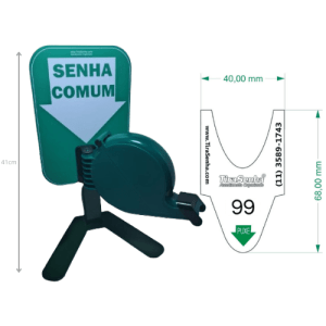 Dispensador de Senhas Completo c/ Suporte Pedestal de Balcão, Placa Retire sua Senha Verde