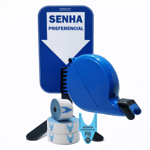 Dispensador de Senhas Completo c/ Suporte Pedestal de Balcão, Placa "SENHA PREFERENCIAL" PROMOÇÃO 