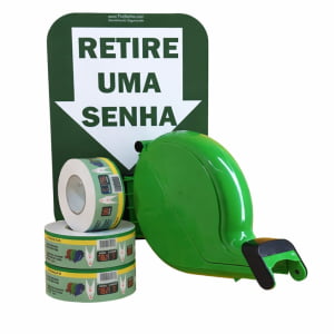 Dispensador de Senha Bico de pato Senhas Numeradas e Placa Retire Sua Senha Verde
