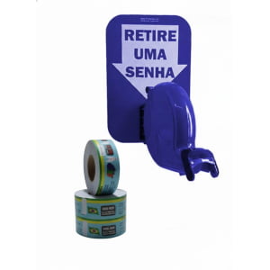 Dispensador de Senha Bico de pato Senhas Numeradas e Placa Retire Sua Senha Azul Dispensador de Senha Bico de pato Senhas Numeradas e Placa Retire Sua Senha Azul