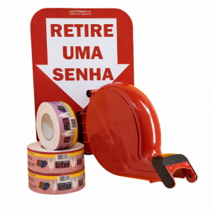 Dispensador de Senha Bico de pato Senhas Numeradas e Placa Retire Sua Senha Vermelho