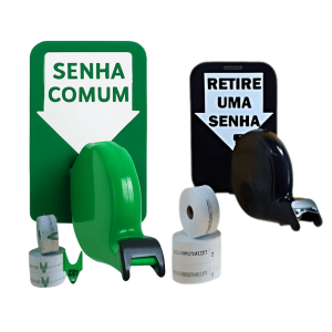 Dispensador de Senha Bico de pato Atendimento Preferencial e Comum + Senhas Numeradas e Placa Retire Sua Senha