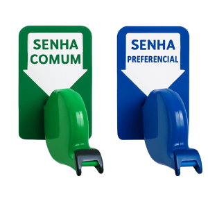 Dispensador de Senha Bico de pato Atendimento Preferencial e Comum + Senhas Numeradas e Placa Retire Sua Senha