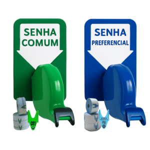 Dispensador de Senha Bico de pato Atendimento Preferencial e Comum + Senhas Numeradas e Placa Retire Sua Senha