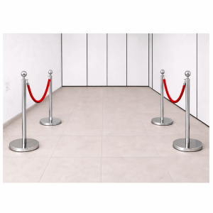 ALUGAR - KIT 04 unidades Pedestal Luxo Demarcador Cromado c/ 02 Cordas Vermelhas (Diária R$60,00) ALUGAR - KIT 04 unidades Pedestal Luxo Demarcador Cromado c/ 02 Cordas Vermelhas (Diária R$60,00)