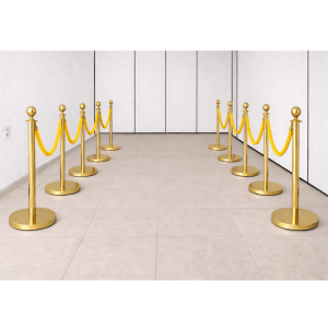 ALUGAR - KIT 10 unidades Pedestal Luxo Demarcador Dourado c/ Corda Amarela (Diária R$360,00)