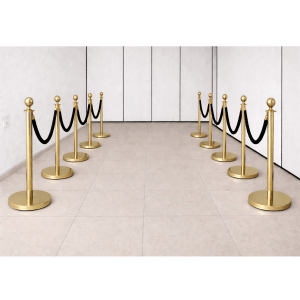 ALUGAR - KIT 10 unidades Pedestal Luxo Demarcador Dourado c/ Corda Preta (Diária R$360,00)