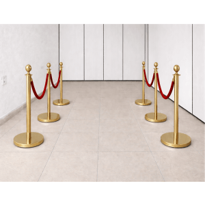 ALUGAR - KIT 06 unidades Pedestal Luxo Demarcador Dourado c/ Corda Vermelha (Diária R$200,00)