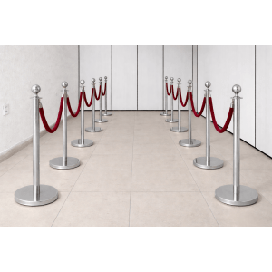 ALUGAR - KIT 12 unidades Pedestal Luxo Demarcador Cromado c/ Corda Vermelha (Diária R$440,00)
