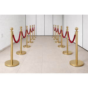 ALUGAR - KIT 12 unidades Pedestal Luxo Demarcador Dourado c/ Corda Vermelha (Diária R$440,00)