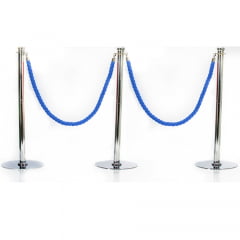  LOCAÇÂO - Pedestal Organizador, Demarcador, Divisor modelo TS Corda TOP Cromado com Corda Azul 1,50 m
