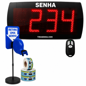 Painel Eletrônico De Atendimento Sequencial Senha 58x25 Cm Controle Sem Fio + Kit TiraSenha Pedestal de Chão Painel Eletrônico De Atendimento Sequencial Senha 58x25 Cm Controle Sem Fio + Kit TiraSenha Pedestal de Chão