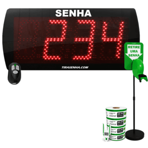 Painel Eletrônico De Atendimento Sequencial Senha 58x25 Cm Controle Sem Fio + Kit TiraSenha Pedestal de Chão