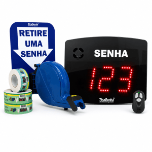 Painel Eletrônico De Atendimento Sequencial Senha 24X18 Cm Controle Sem Fio + Kit TiraSenha de Parede