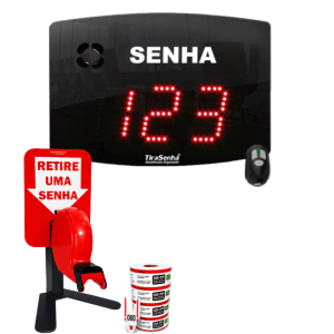 Painel Eletrônico De Atendimento Sequencial Senha 24X18 Cm Controle Sem Fio + Kit TiraSenha de Balcão Painel Eletrônico De Atendimento Sequencial Senha 24X18 Cm Controle Sem Fio + Kit TiraSenha de Balcão