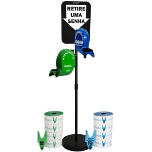 Kit TiraSenha Chão Preferencial e Normal: Suporte Pedestal de Chão, Dispensador Manual de Senhas, Placa Retire Sua Senha e Senhas Numeradas Kit TiraSenha Chão Preferencial e Normal: Suporte Pedestal de Chão, Dispensador Manual de Senhas, Placa Retire Sua Senha e Senhas Numeradas