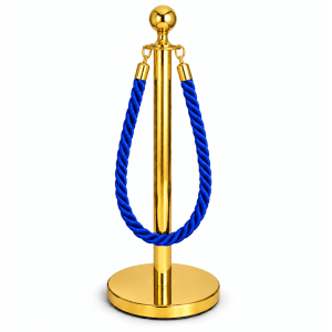 Pedestal Aço Inox Cromado Dourado com Corda Torcida Azul 1,5m e Base Pesada Pronto Uso Pedestal Aço Inox Cromado Dourado com Corda Torcida Azul 1,5m e Base Pesada Pronto Uso