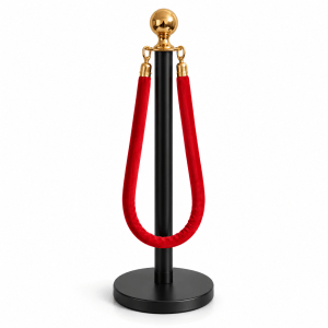 Pedestal Aço Inox Preto com Corda Suede Vermelha 1,5m e Base Pesada Pedestal Aço Inox Preto com Corda Suede Vermelha 1,5m e Base Pesada