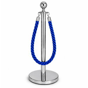 Pedestal Aço Inox Cromado com Corda Torcida Azul 1,5m e Base Pesada Pronto Uso Pedestal Aço Inox Cromado com Corda Torcida Azul 1,5m e Base Pesada Pronto Uso