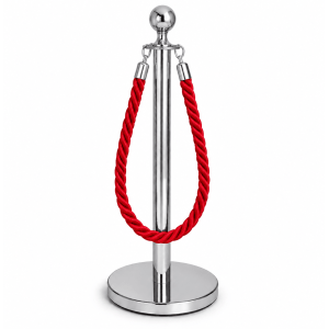 Pedestal Aço Inox Cromado com Corda Torcida Vermelha 1,5m e Base Pesada Pronto Uso Pedestal Aço Inox Cromado com Corda Torcida Vermelha 1,5m e Base Pesada Pronto Uso