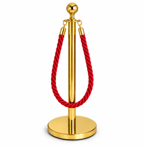 Pedestal Aço Inox Cromado Dourado com Corda Torcida Vermelha 1,5m e Base Pesada Pronto Uso Pedestal Aço Inox Cromado Dourado com Corda Torcida Vermelha 1,5m e Base Pesada Pronto Uso
