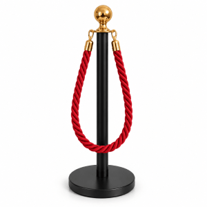 Pedestal Aço Inox Preto com Corda Torcida Vermelha 1,5m e Base Pesada Pedestal Aço Inox Preto com Corda Torcida Vermelha 1,5m e Base Pesada