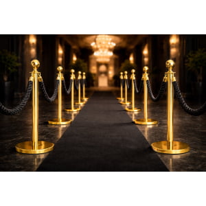 COMPRAR - PEDESTAL ORGANIZADOR DIVISOR FILA AÇO INOX CROMADO DOURADO PARA FIXAÇÃO DE ATÉ 4 CORDAS LUXO BLACK